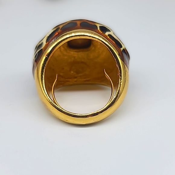 KJL Kenneth Jay Lane Vintage Enamel & Swarovski Crystal Leopard Cocktail ring 💍 - Picture 5 of 13